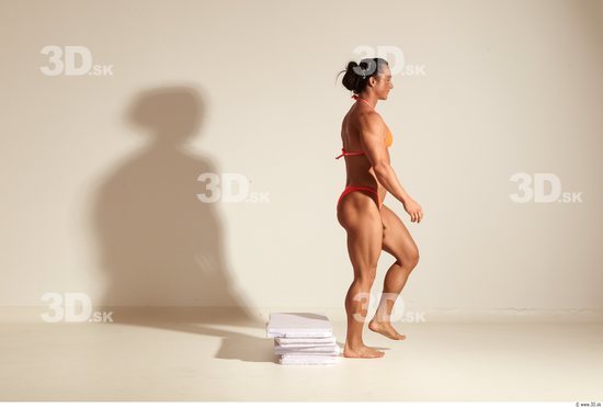 Whole Body Woman Animation references White Sports Swimsuit Muscular