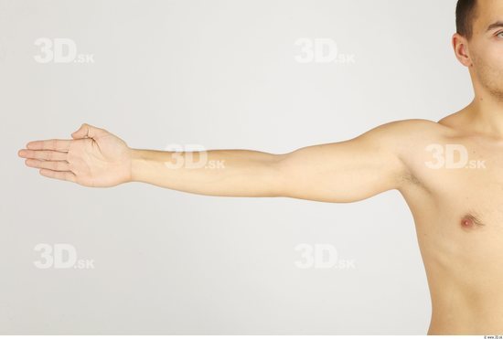 Arm Whole Body Man Nude Casual Slim Studio photo references