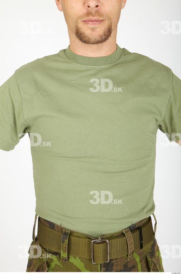 Upper Body Whole Body Man Army Shirt T shirt Athletic Studio photo references