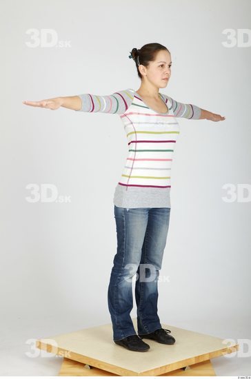 Whole Body Woman T poses Casual Slim Studio photo references