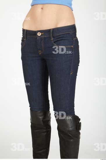 Thigh Whole Body Woman Casual Jeans Underweight Studio photo references