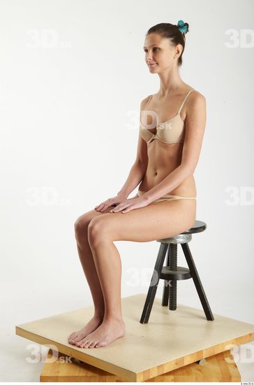 Whole Body Woman Artistic poses White Underwear Underweight