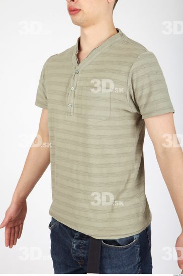 Upper Body Whole Body Man Casual Shirt T shirt Athletic Studio photo references