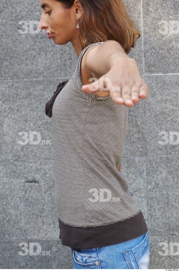 Upper Body Head Woman Casual Slim Average Top Street photo references