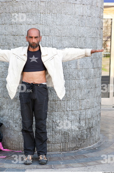 Whole Body Head Man T poses Casual Slim Bearded Street photo references