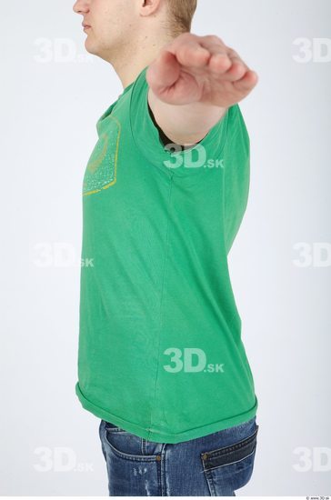 Upper Body Whole Body Man Casual Shirt T shirt Chubby Studio photo references