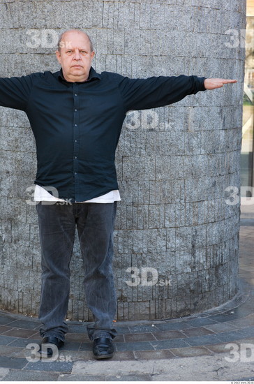 Whole Body Man T poses White Casual Overweight Bald