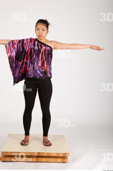 Whole Body Woman T poses Asian Casual Average Studio photo references