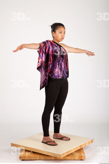 Whole Body Woman T poses Asian Casual Average Studio photo references