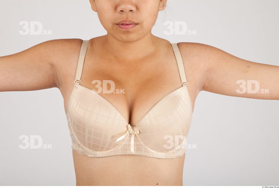 Chest Whole Body Woman Asian Casual Underwear Bra Average Studio photo references