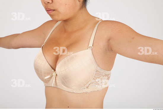 Chest Whole Body Woman Asian Casual Underwear Bra Average Studio photo references