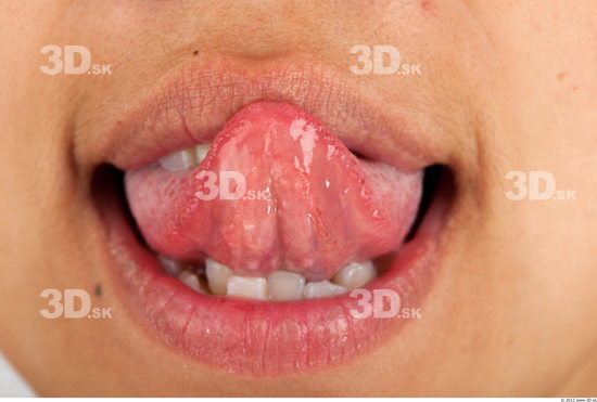 Whole Body Tongue Woman Asian Casual Average Studio photo references