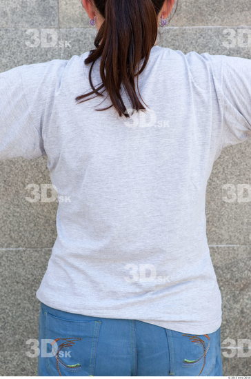 Upper Body Woman White Casual T shirt Chubby