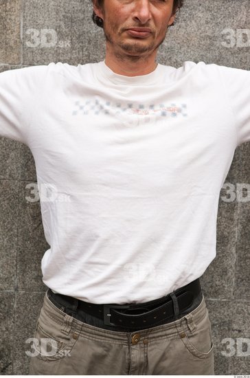 Upper Body Man Casual Shirt T shirt Average Street photo references