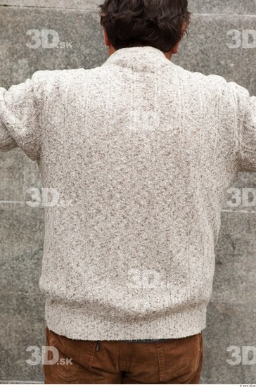 Upper Body Man White Casual Sweater Average