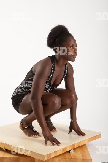 Whole Body Woman Black Sports Average Studio photo references