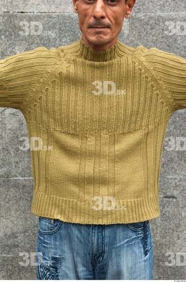 Upper Body Man White Casual Sweater Average
