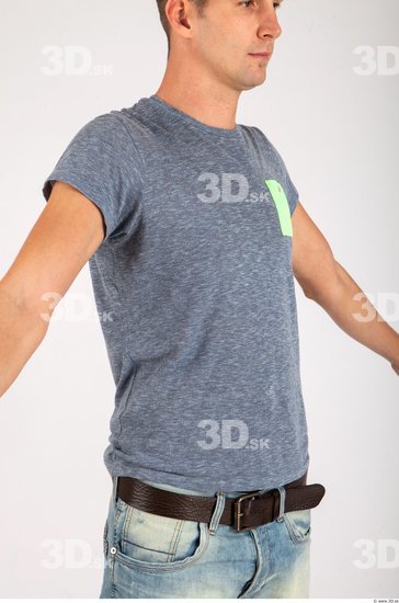 Upper Body Whole Body Man Casual Shirt T shirt Athletic Studio photo references