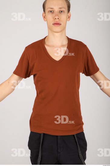 Upper Body Whole Body Man Casual Shirt T shirt Slim Studio photo references