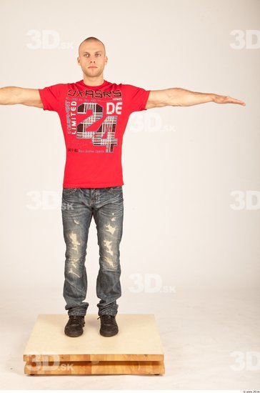 Whole Body Man T poses Casual Athletic Studio photo references