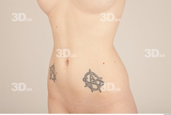 Belly Whole Body Woman Tattoo Nude Casual Slim Studio photo references