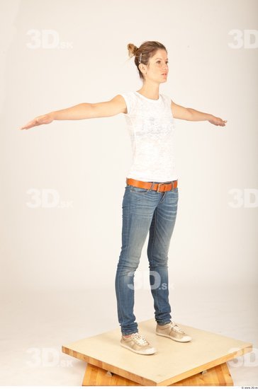 Whole Body Woman T poses Casual Slim Studio photo references