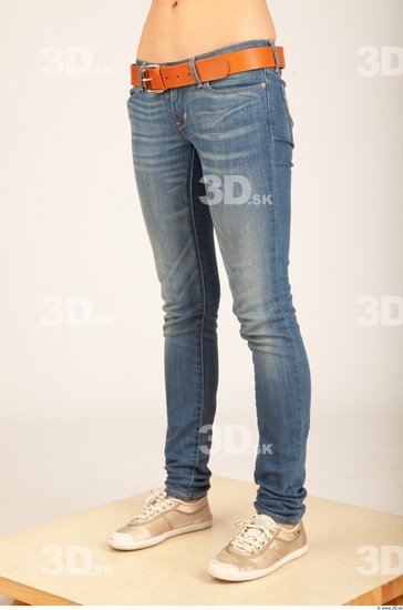 Leg Whole Body Woman Casual Jeans Slim Studio photo references