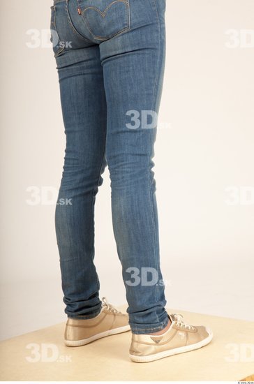 Calf Whole Body Woman Casual Jeans Slim Studio photo references