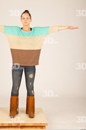 Whole Body Woman T poses Casual Slim Studio photo references