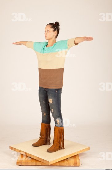 Whole Body Woman T poses Casual Slim Studio photo references