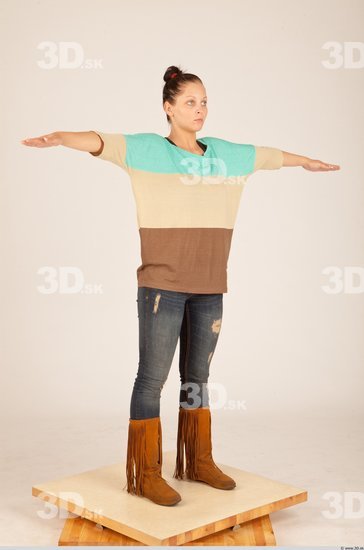 Whole Body Woman T poses Casual Slim Studio photo references