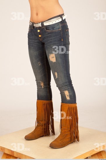 Leg Whole Body Woman Casual Jeans Slim Studio photo references