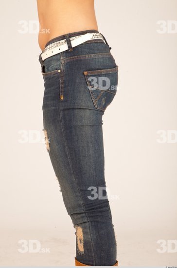 Thigh Whole Body Woman Casual Jeans Slim Studio photo references