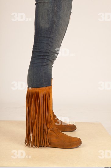 Calf Whole Body Woman Casual Jeans Slim Studio photo references