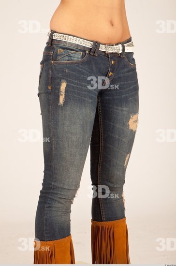 Thigh Whole Body Woman Casual Jeans Slim Studio photo references