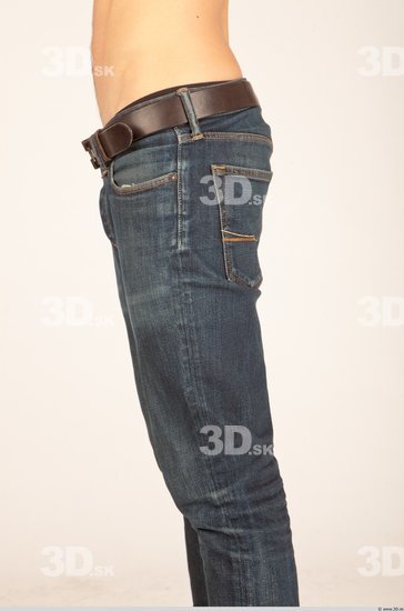 Thigh Whole Body Man Casual Jeans Athletic Studio photo references