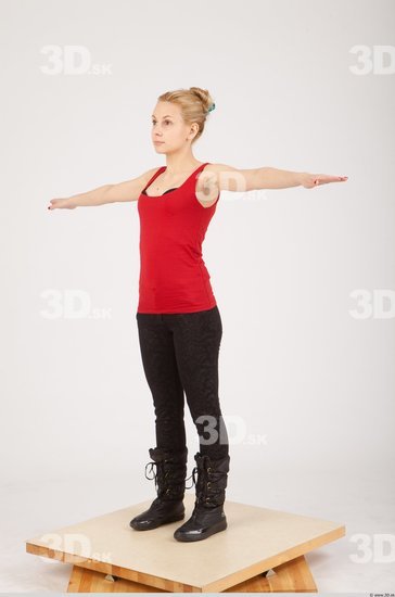 Whole Body Woman White Casual Slim Female Studio Poses