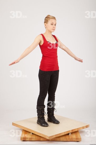 Whole Body Woman White Casual Slim Female Studio Poses