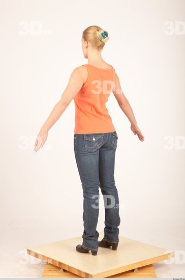 Whole Body Woman White Casual Slim Female Studio Poses