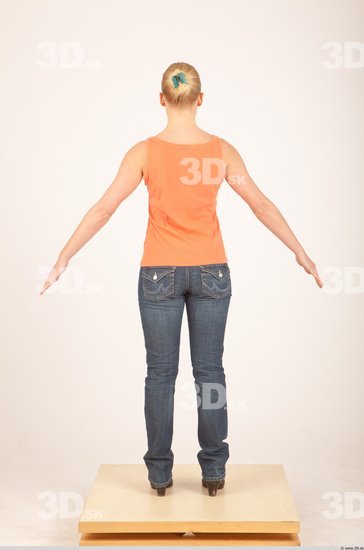 Whole Body Woman White Casual Slim Female Studio Poses