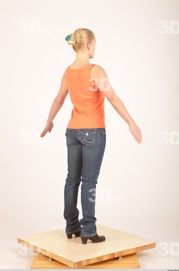 Whole Body Woman White Casual Slim Female Studio Poses