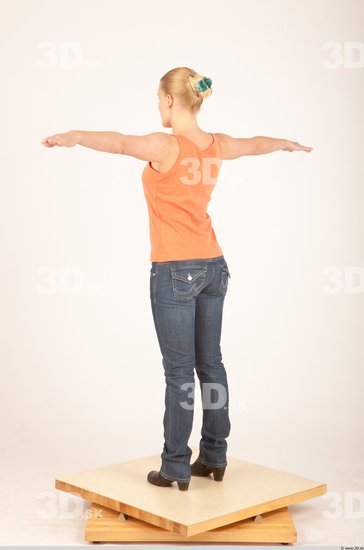 Whole Body Woman White Casual Slim Female Studio Poses