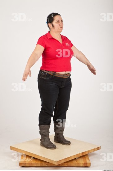 Whole Body Woman White Casual Overweight Wrinkles Female Studio Poses