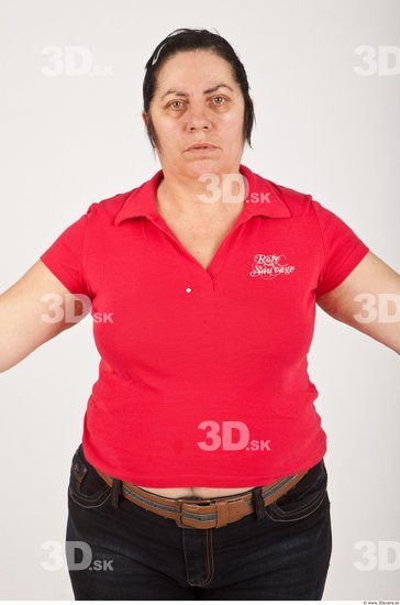 Whole Body Woman White Casual Overweight Wrinkles Female Studio Poses