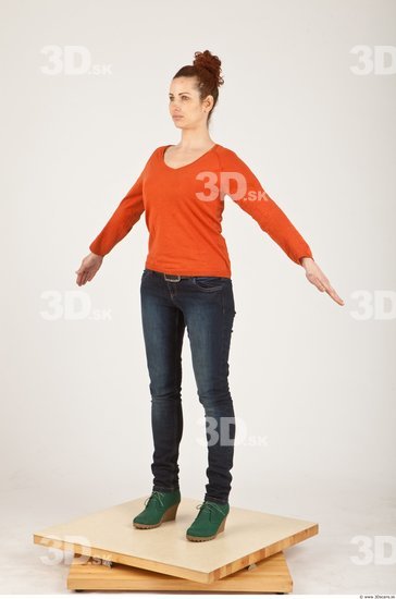 Whole Body Woman White Casual Slim Female Studio Poses