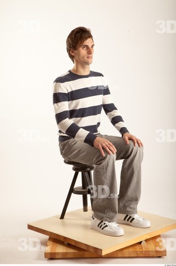 Whole Body Man Artistic poses White Casual Slim