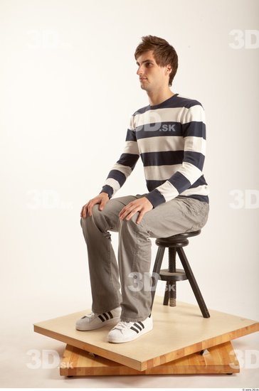 Whole Body Man Artistic poses White Casual Slim