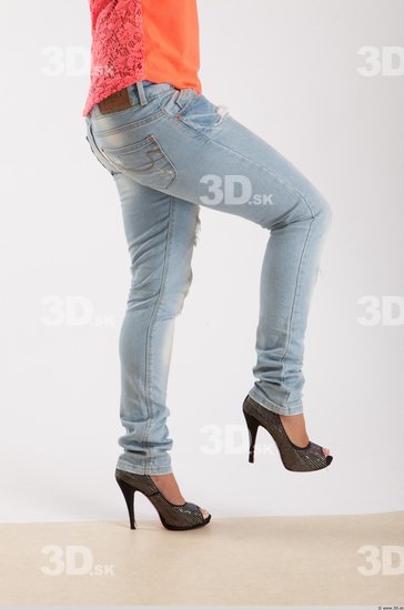 Leg Woman Animation references White Casual Jeans Slim