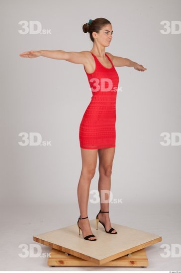 Whole Body Woman T poses Formal Dress Slim Studio photo references