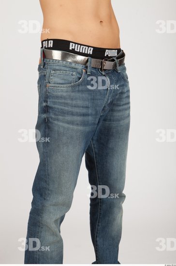 Thigh Whole Body Man Casual Jeans Slim Studio photo references